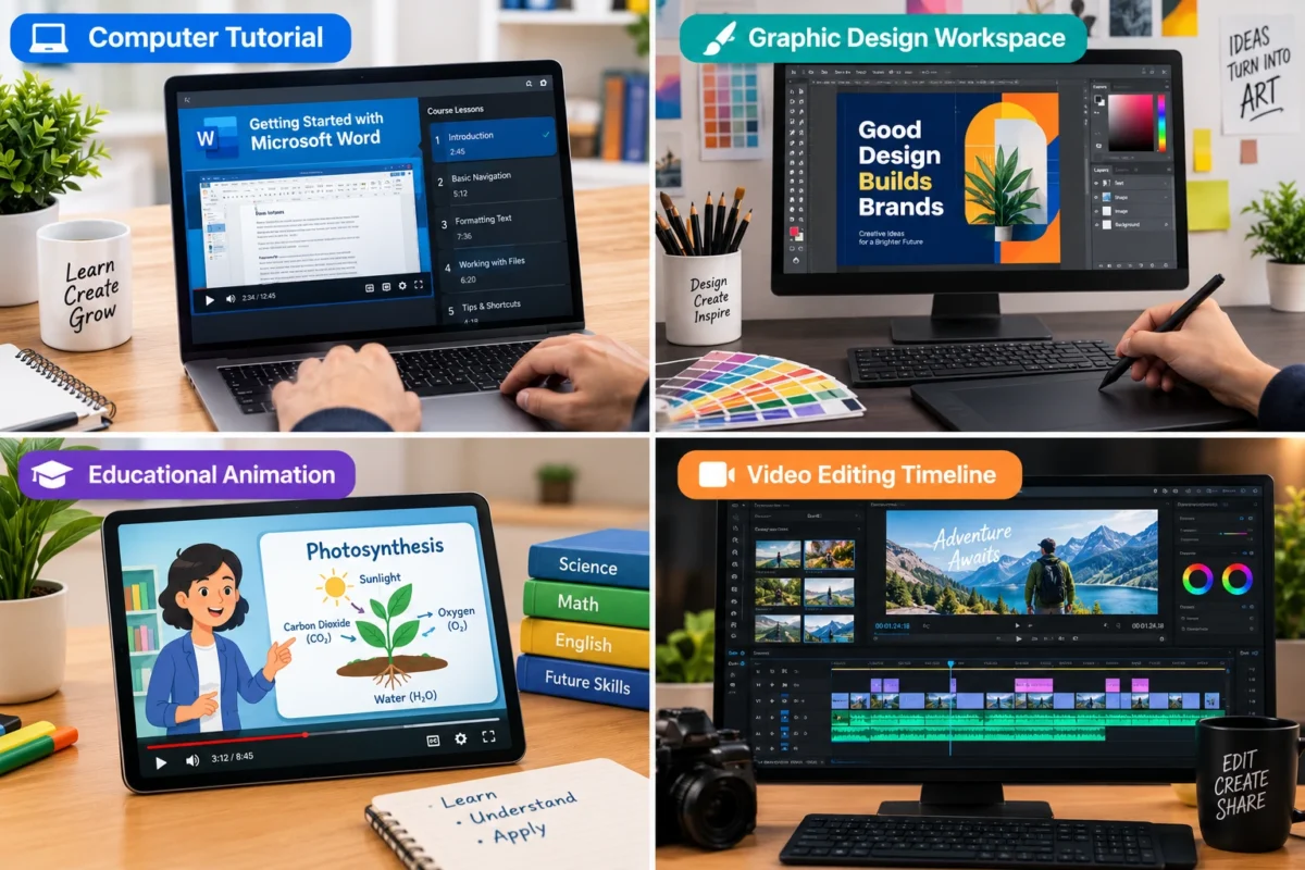Faceless YouTube channel ideas for technology, education, and design