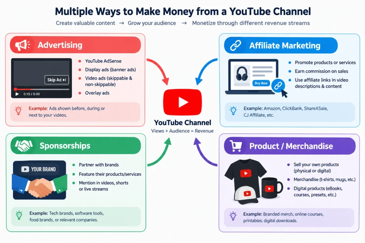 Potential revenue streams for a YouTube automation business